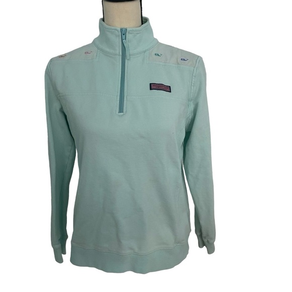 Vineyard Vines Quarter-Zip Pullover Mint Green Size M Flaw Sweatshirt - Picture 1 of 14